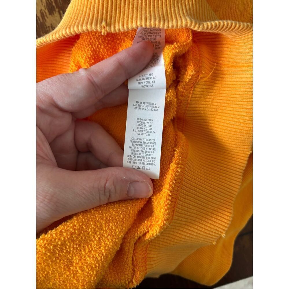 Aerie yellow orange women’s sweatshirt size medium 100% cotton - Picture 3 of 12